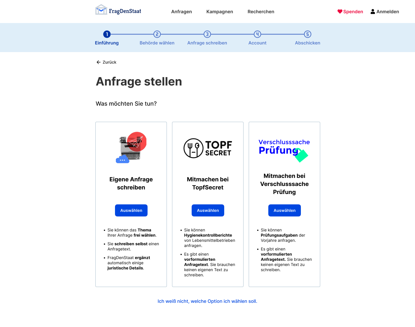 Screenshot of new screening question