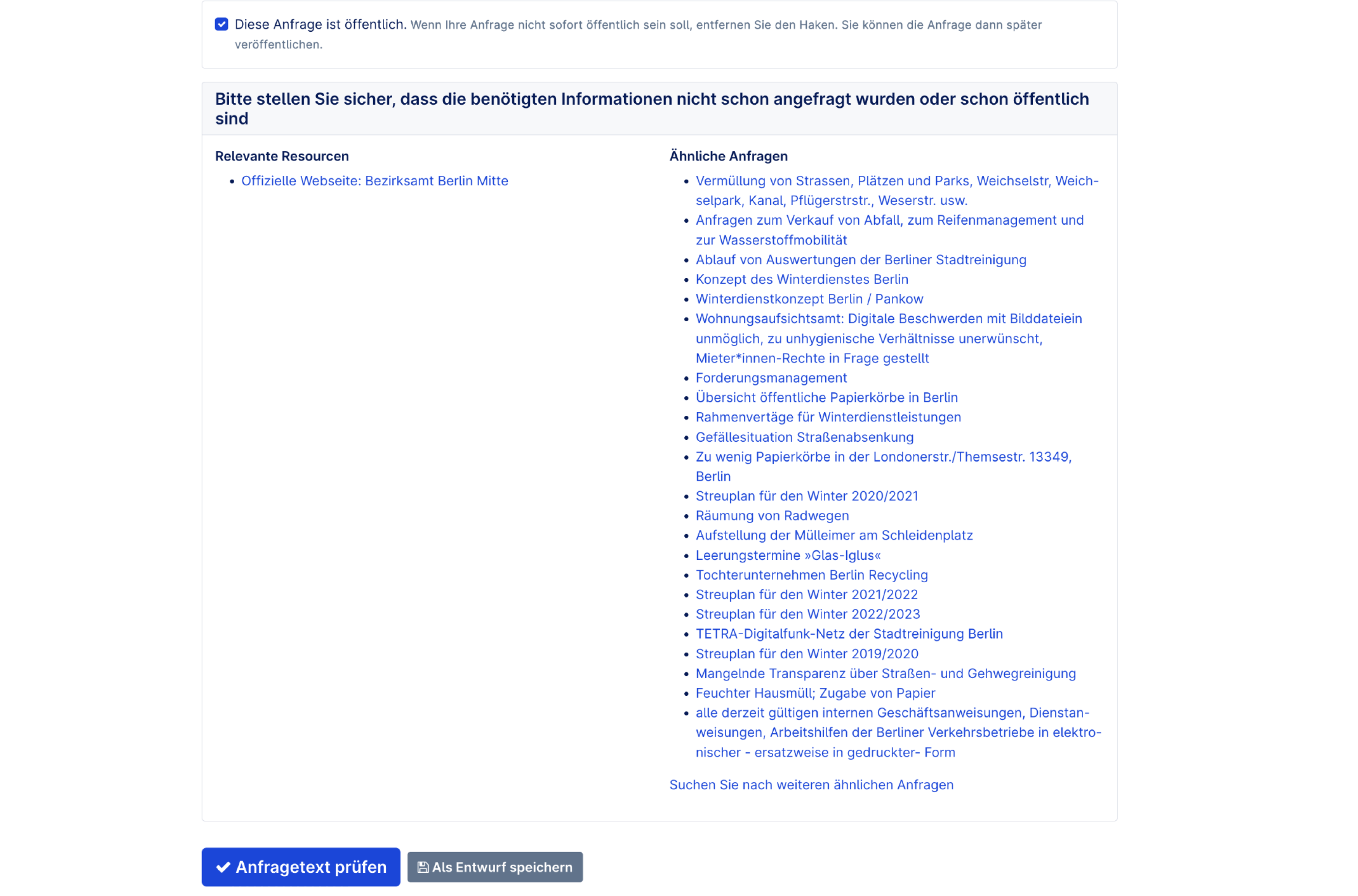 Screenshot of the old related requests